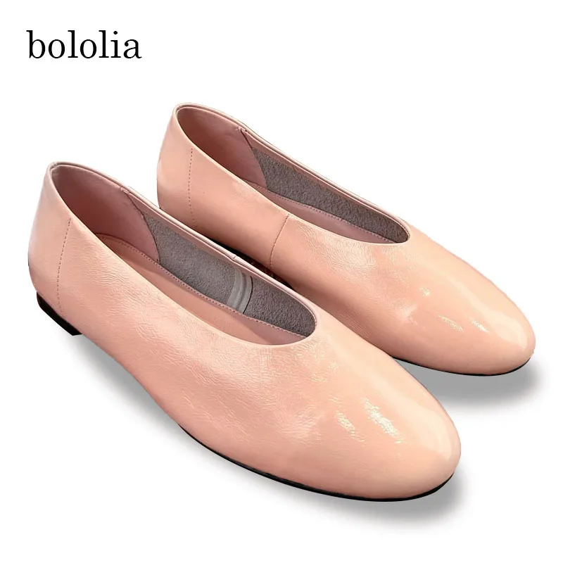 

High Quality Women's round Toe Flat Bottom Slip-On Shoes Genuine Leather Fashionable Comfortable Workwear Anti-Slip Ballet Flats