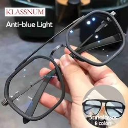 KLASSNUM New Fashion Men Sunglasses Oversized Frame Women Anti-blue Light Transparent Glasses UV400 Eyewear Flat Mirror Eyeglas