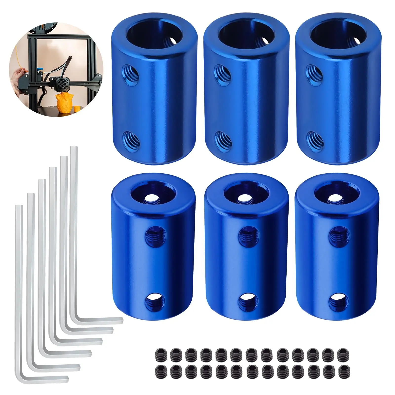 1PCS L25XD14/16 Dark Blue Aluminum Alloy Rigid Coupling Set Screw 3/4/5/6/6.35~10mm For RC Car Boat Model DIY Motor Accessories