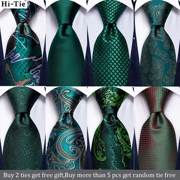 Hi-Tie verde azulado sólido Paisley corbata de boda de seda para hombres diseño de moda calidad pañuelo gemelos hombres regalo corbata conjunto Dropshipping