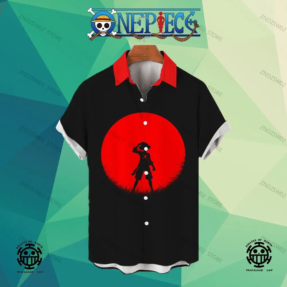 2023 Monkey D Luffy Shirts for Men Anime One Piece Original Men's Summer Clothes Leisure Blouses Fashion Social Shirt Beach Zoro