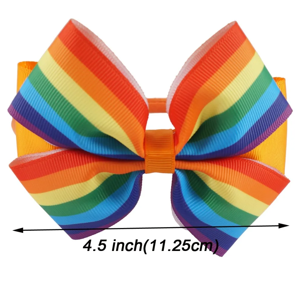 ncmama Satin Covered Hairbands With Rainbow Hair Bows For Kids Girls Printed Ribbon Bows Hard Headbands Hair Accessories