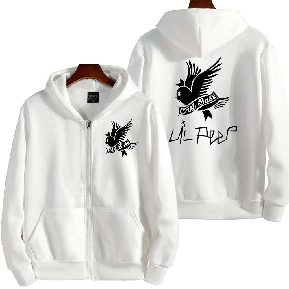 Lil Peep High Street Men\'s Hoodie Bird Cry Baby Graphic Zip Up Hooded Casual Hoodies Long Sleeves Sweatshirts Chic Highstreet