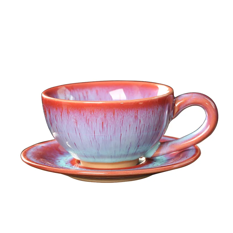 150ml Coffee Cup Sets High-grade Simple European Style Mug Colored Glaze Creative Ceramic Espresso Cappuccino Flower Latte Cups