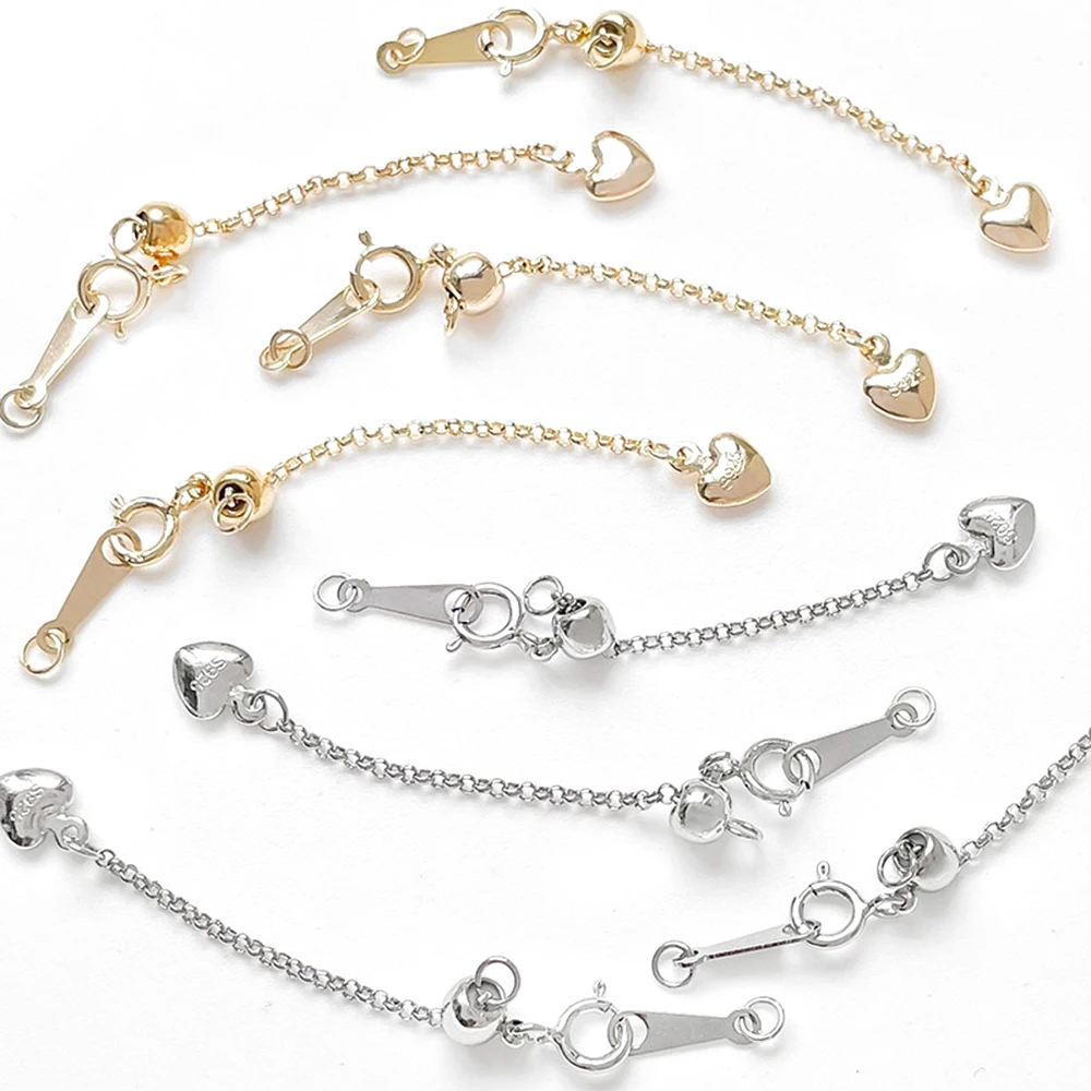 2 PCS Brass Coated Gold Adjustable Spring Buckle Telescopic Tail Chain DIY Jewelry Making Necklace Bracelet Accessory Materials