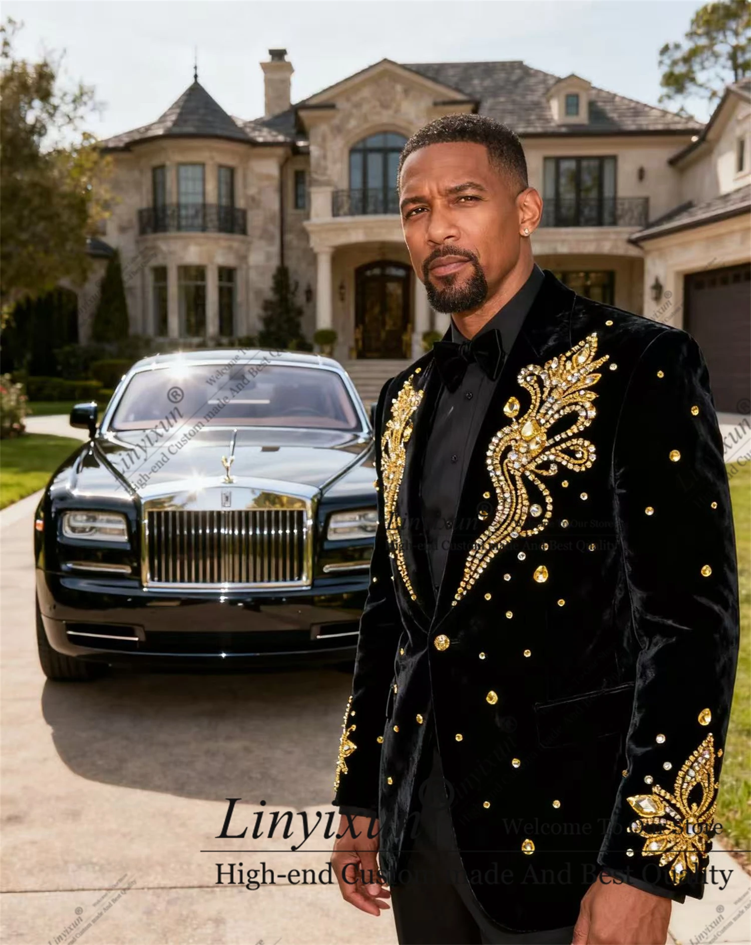 

Роскошные мужские костюмы со стразами и бриллиантами, модные мужские пиджаки для выпускного вечера, облегающие смокинги для жениха по индивидуальному заказу, свадебный костюм Homme