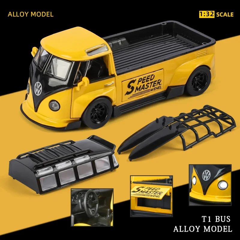 1:32 V0ikswagen Bus T1 Diecast Legering Model Auto Metaal Hoge Simulatie Leuke Uiterlijk verwijderbare Jongens Verjaardagscadeautjes Een Stuk