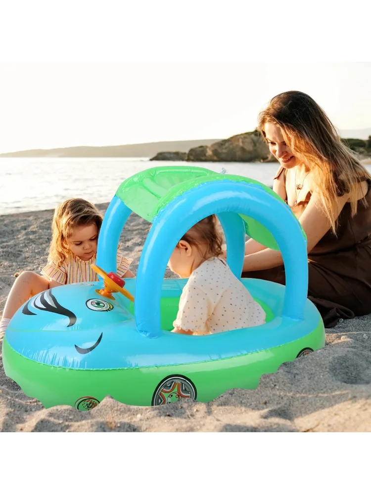 Inflatable swimming pool for babies and toddlers with sun protection