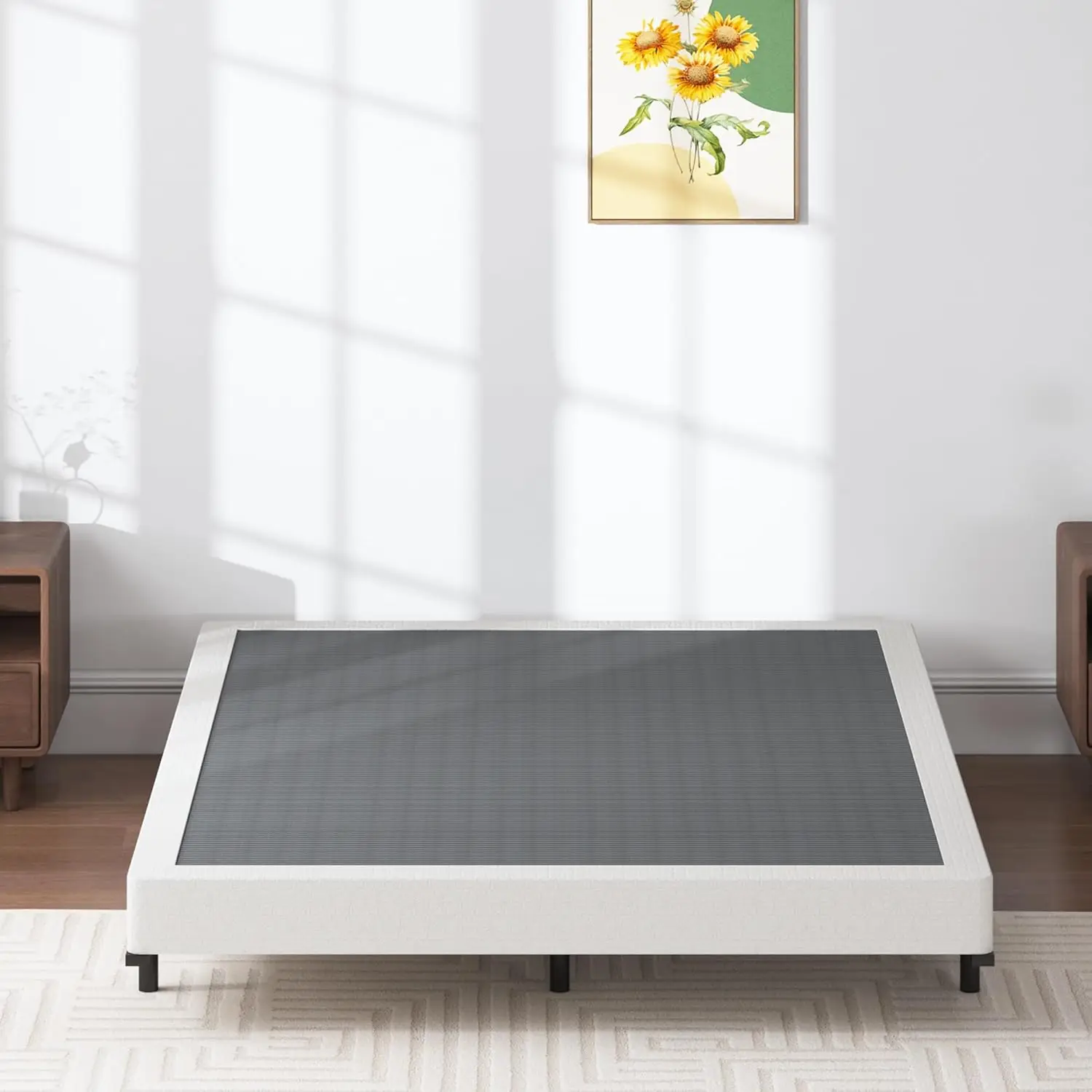 Box Springs 5 Inch Queen Box Spring Only Bed Base, Mattress Foundation, Easy Clean Fabric Cover, No Noise, Easy Assembly