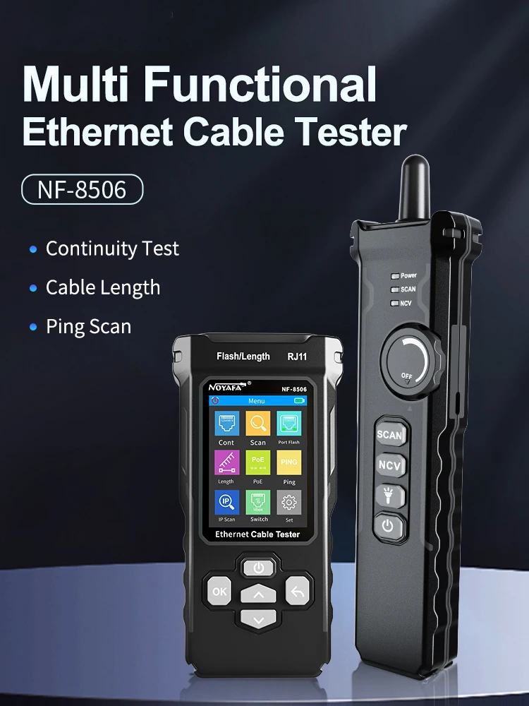 NOYAFA NF 8506 Multifunktions-Ethernet-Kabeltester IP-Scan Ping Poe Test Draht Kontinuitätstest RJ45 RJ11 Netzwerkkabel-Tracker