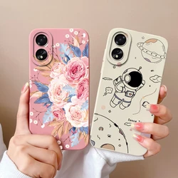 Case For Oppo A18 A38 4G Cover With Camera Protection Cool Astronaut Liquid Silicone Soft Back Covers For Oppo A 38 A 18 Housing