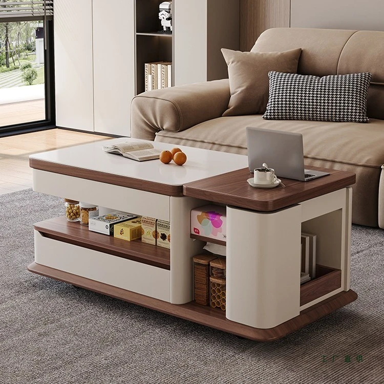 

Movable lifting rock slab coffee table household small apartment light luxury advanced new multi-functional table
