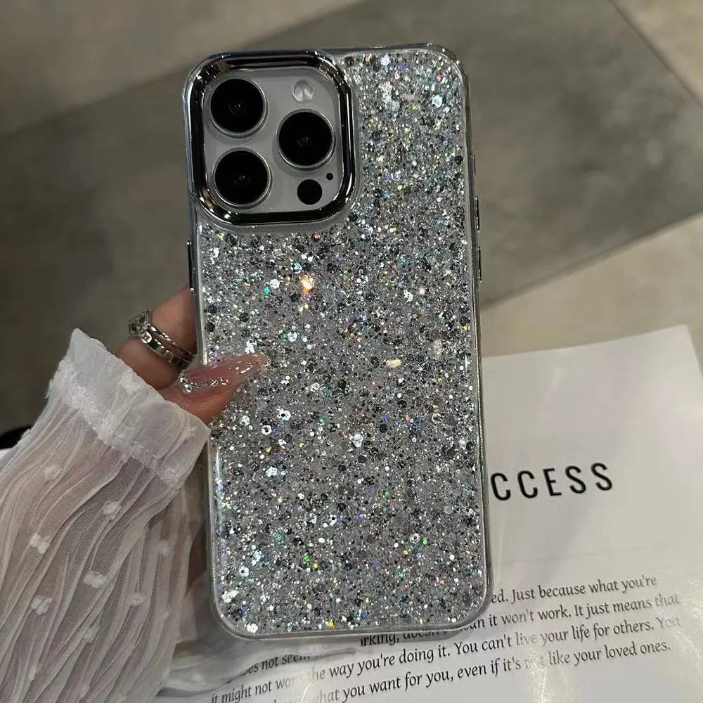 

Luxury Bling Glitter Shockproof Phone Case For Iphone 16pro 16 15 14 13 12 11 Pro Max Plus Soft Bumper Protection Cover