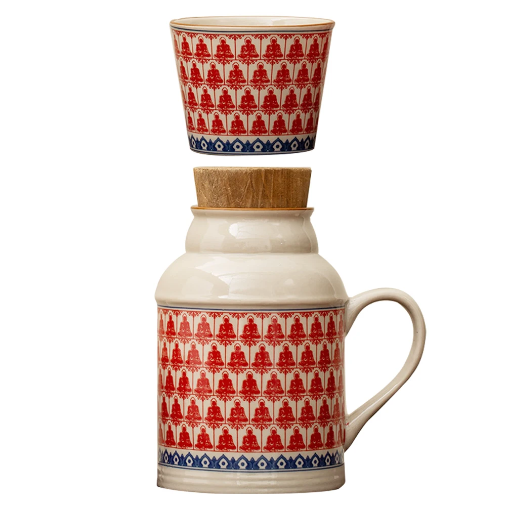 

Vintage Style Ceramic Teapot Cup Set Stackable Space-Saving Design Cork Seal Leak-Proof Craftsmanship Tea Ware for Home