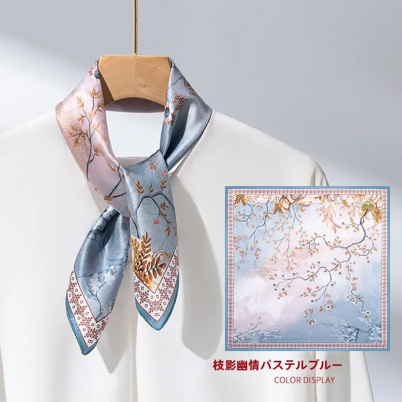 上海ストーリーシルクスカーフネクタイ本物のシルクプリント小さな正方形女性ファッショナブルなマッチングママギフト桑シルクスカーフ