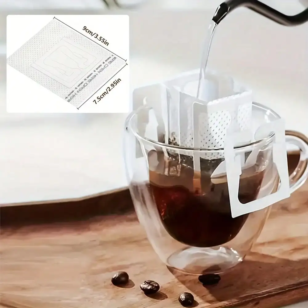 Disposable Handled Coffee Filter Bags Portable Leakproof  Coffee Filter For Home Office Commercial Coffee Maker Tea Brewing