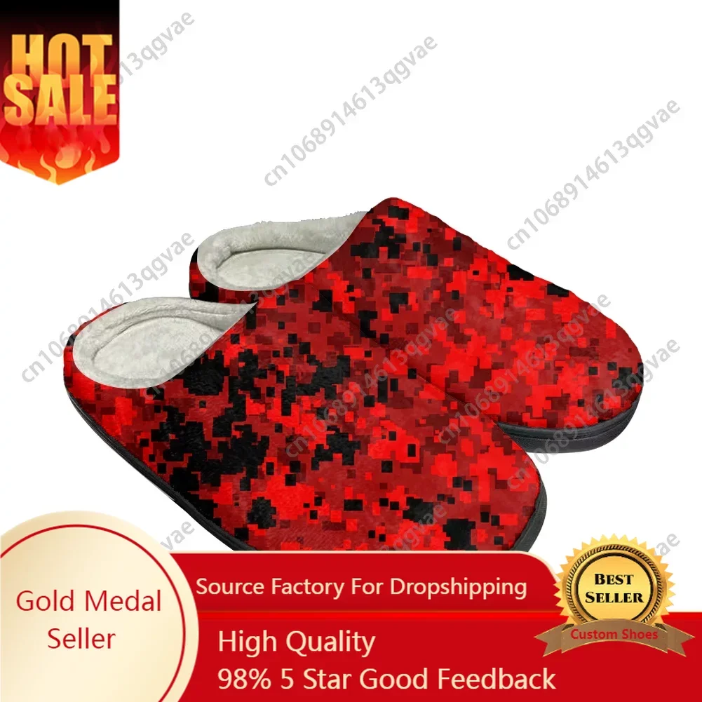 

Camo Red Balck Home Cotton Custom Slippers Mens Womens Sandals Camouflage Plush Bedroom Casual Keep Warm Shoes Thermal Slipper