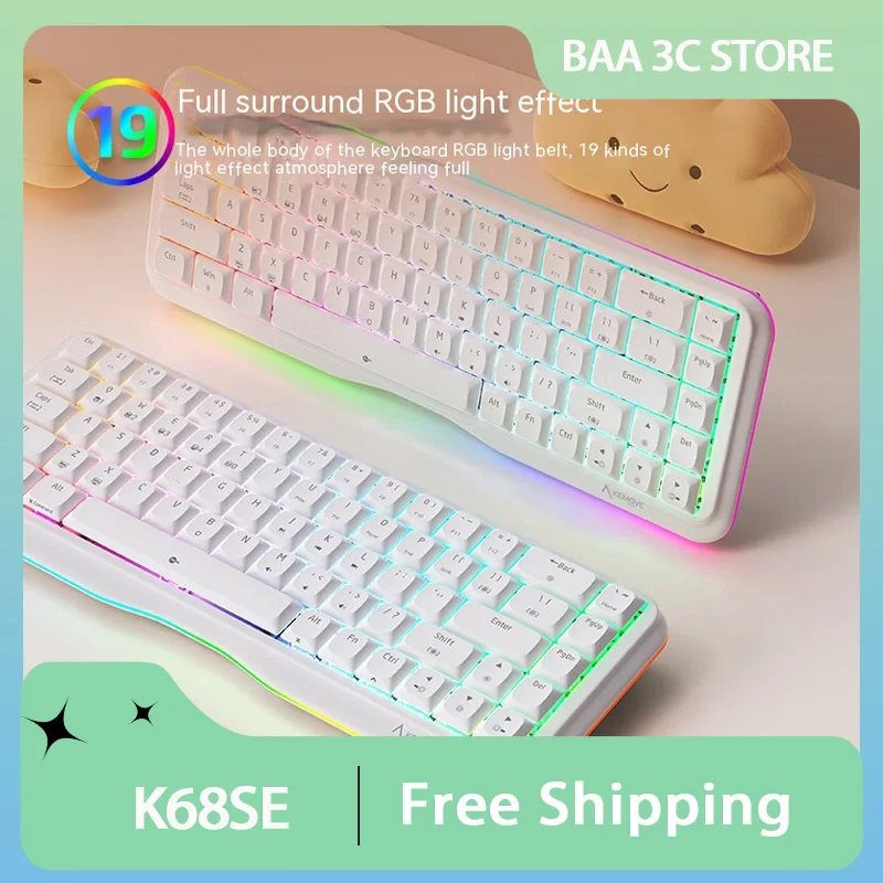 

K68SE Mechanical Keyboard Wired Office Game N-key Rollover RGB Backlight PBT Keycaps Mac Windows Custom Laptop Multimedia