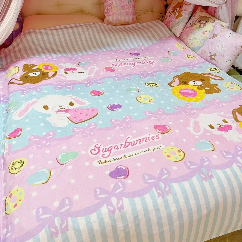 Cute Sanrio Sugarbunnies Cute Coral Plush Blanket Office Home Lounge Chair Blankets Cartoon Loving Soft Printed Blankets 2m*1.5m