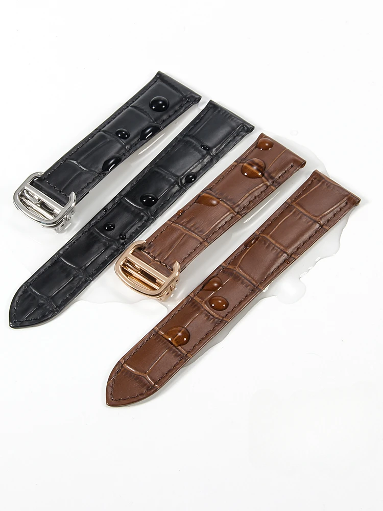 For Cartier Tank Waterproof Comfortable Genuine Leather 18 20 22 23 25mm Watchband London Solo Cowhide Single Tail Watch Strap