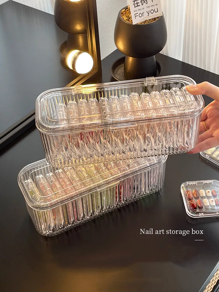 Wearable Nail Art Storage Box Transparent Dustproof Nail Sticker Storage Rack Large Capacity Acrylic Press-On Nail Display Box