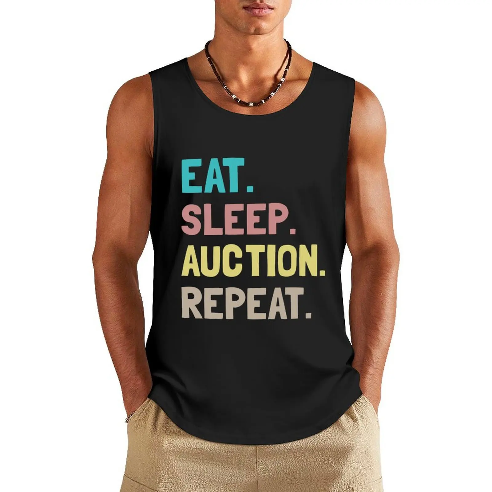 

Eat Sleep Auction Repeat Tank Top bodybuilding men Vest male