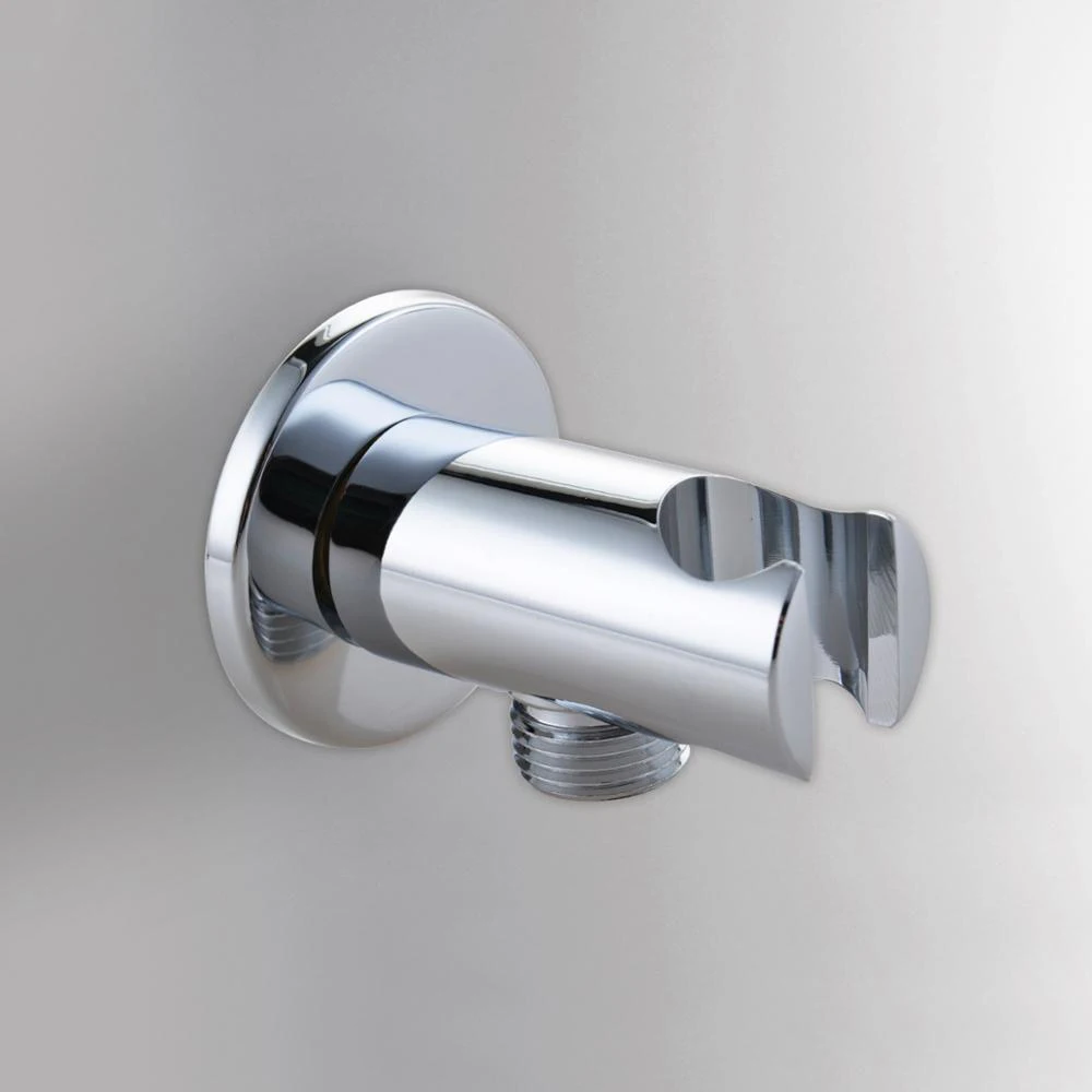 Solid Brass Chrome Shower Holder Wall Mounted Hand Held Shower Bracket & Hose Connector Spout Water Inlet Angle ValveG1/2