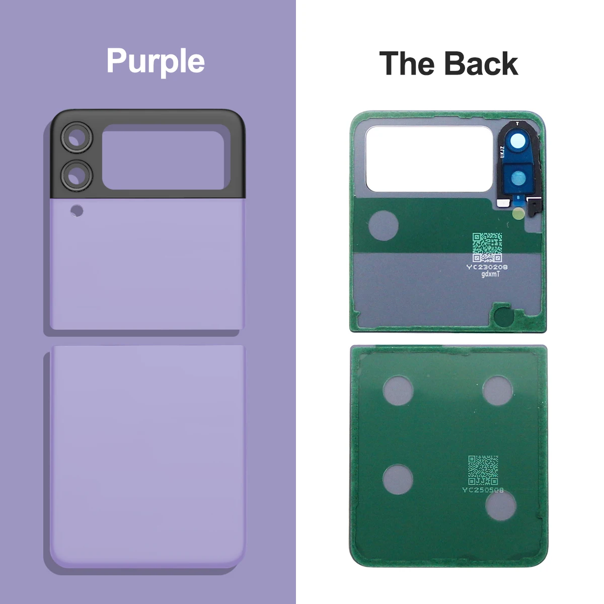 For Samsung Z Flip3 F7110/F711U/F711B/F711N Back Cover Glass Replacement Battery Rear Door Housing Case