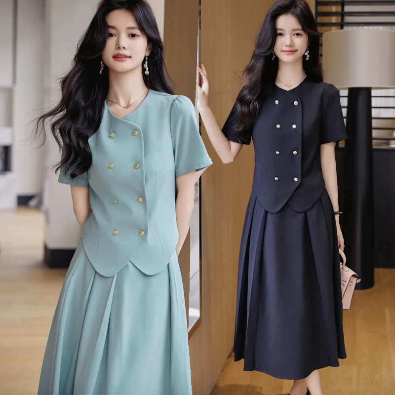 

Style Suit Dress Female Suit Summer2024New Elegant Short-Sleeved Suit Skirt Two-Piece Suit