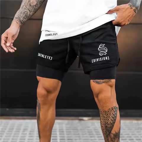 Summer Running Shorts Men 2024 Gym Shorts Sports 2 In 1 Double-deck Quick Dry Fitness short Pants Jogging Pants Men's sweatpants