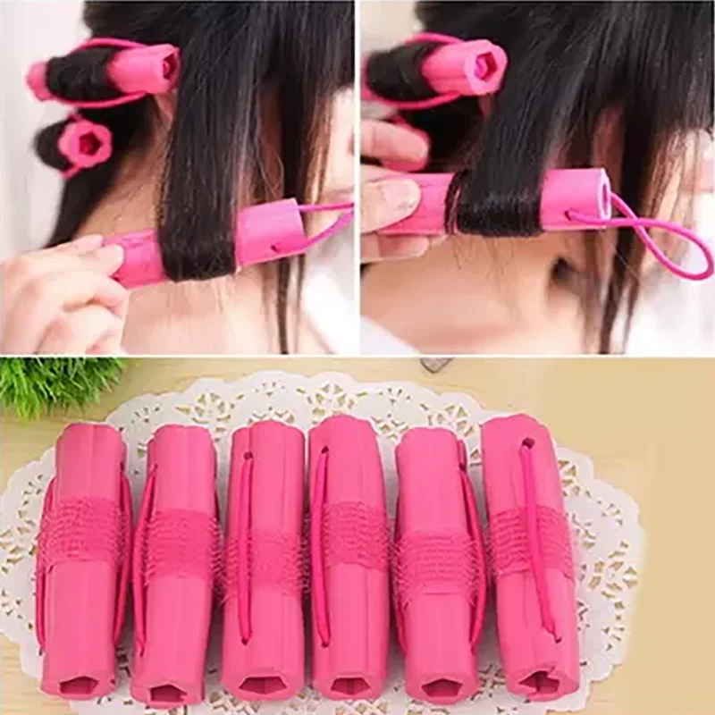 6pcs/set Self-adhesive Hair Curler DIY Wavy Hair Rollers Soft Flower Shape Magic Foam Sponge Hair Curling Styling Tools