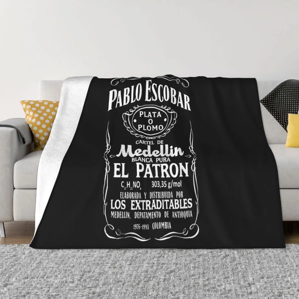 Pablo Escobar Graphic Plata O Plomo El Patron Mens Women Men Cheap Price Text Formal Throw Blanket