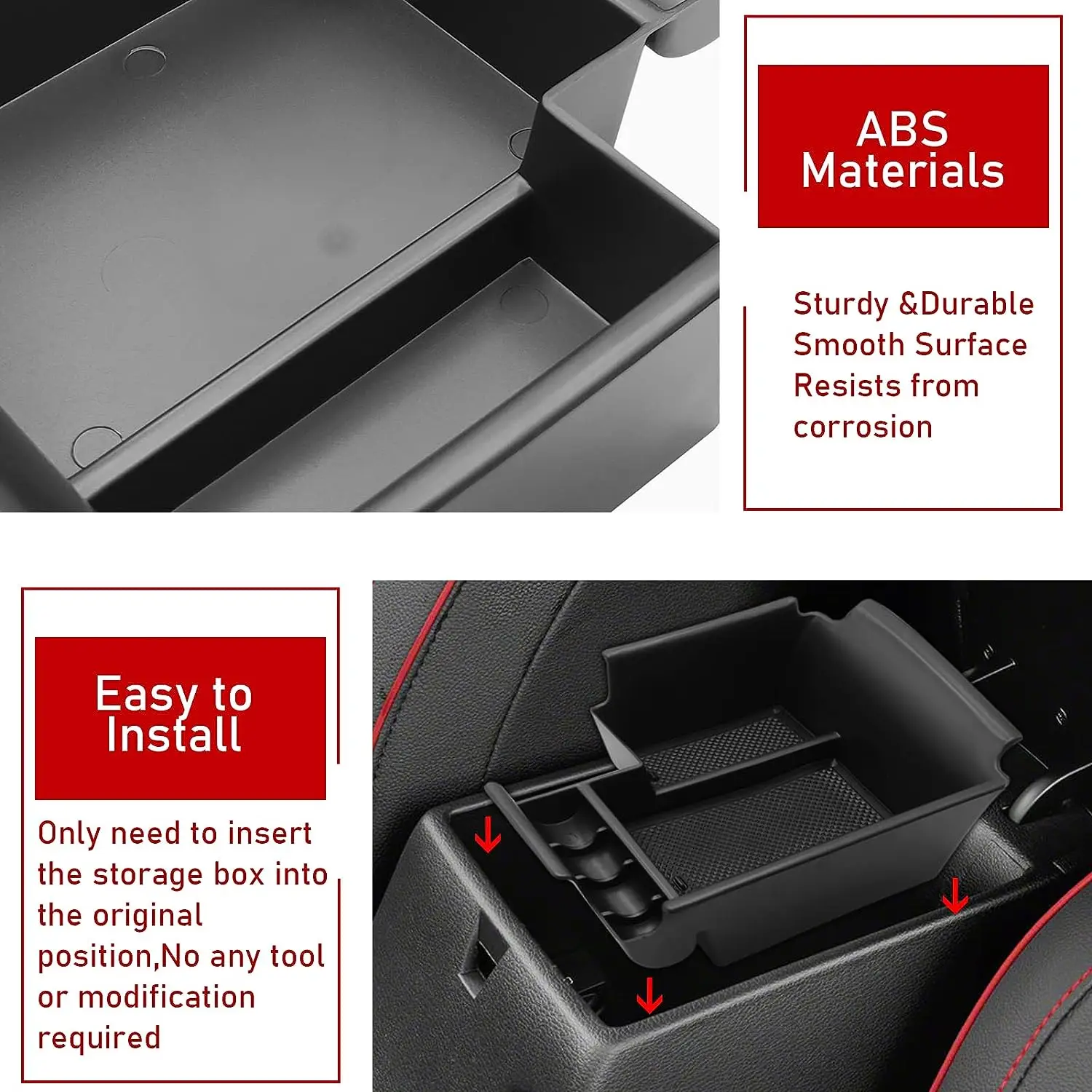 For Kia Forte 2019 2020 2021 2022 2023 Armrest Center Console Organizer Tray Divider Insert Storage Box Car Interior Accessories