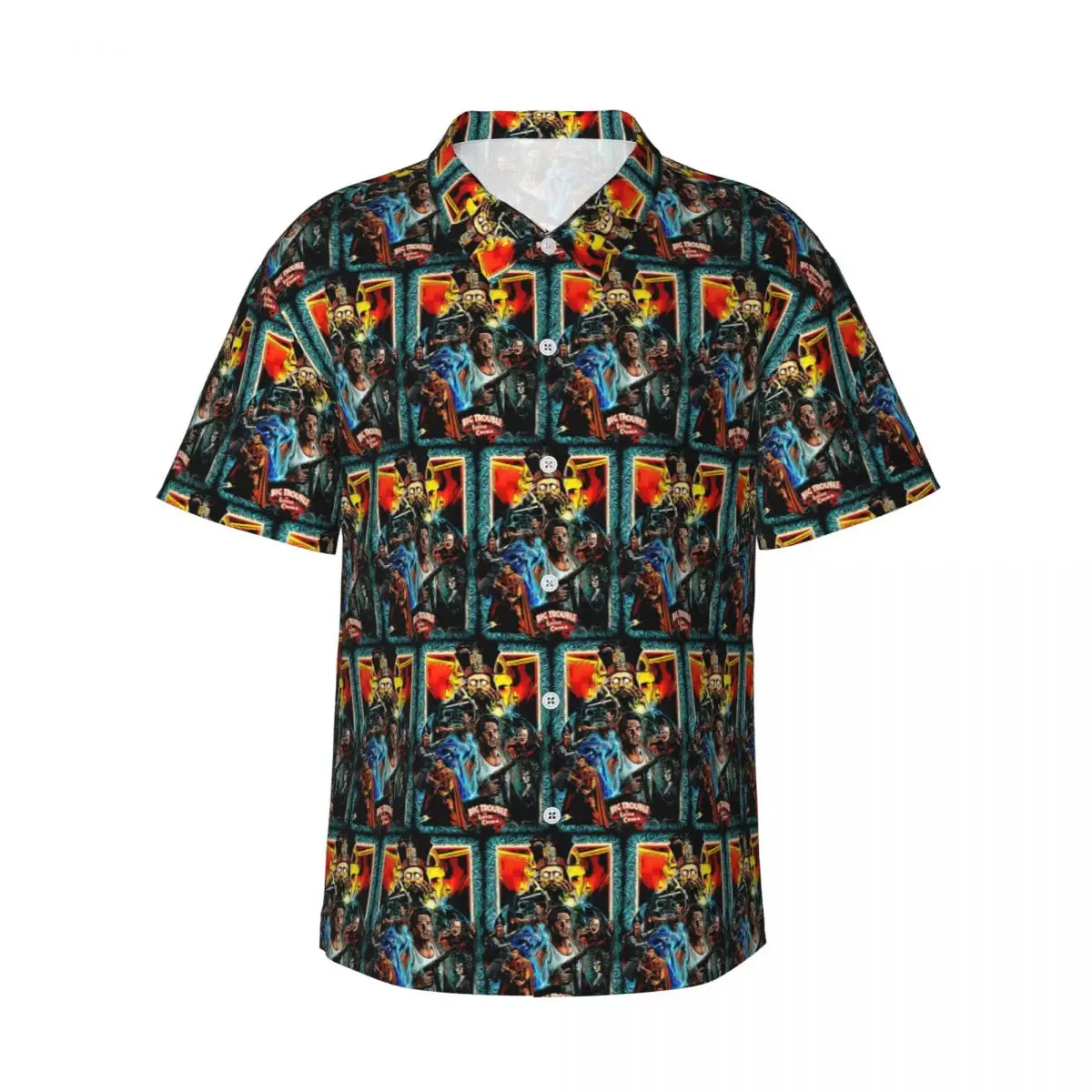 

Big In Little China Big Trouble In Little China Men's Shirts Hawaiian Short Sleeve Shirt Fashion Lapel Tops for Summer Beach
