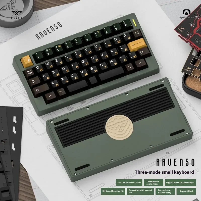 Raven50 Mechanical Keyboard Kit tri-Mode Wireless Bluetooth Keyboard Gasket Custom Single Key Slotting Keyboard Kit Accessories