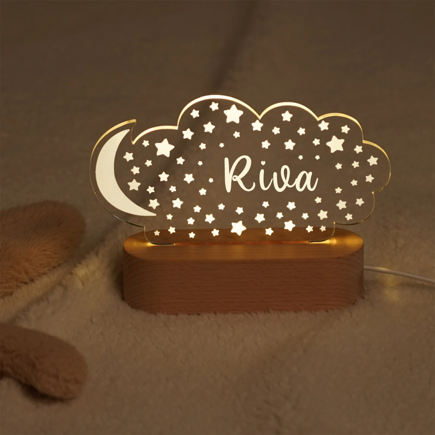 Personnalisé bébé enfants USB veilleuse personnalisé enfants nom lampe pépinière nouveau-né chambre décoration de la maison anniversaire Souvenir cadeau