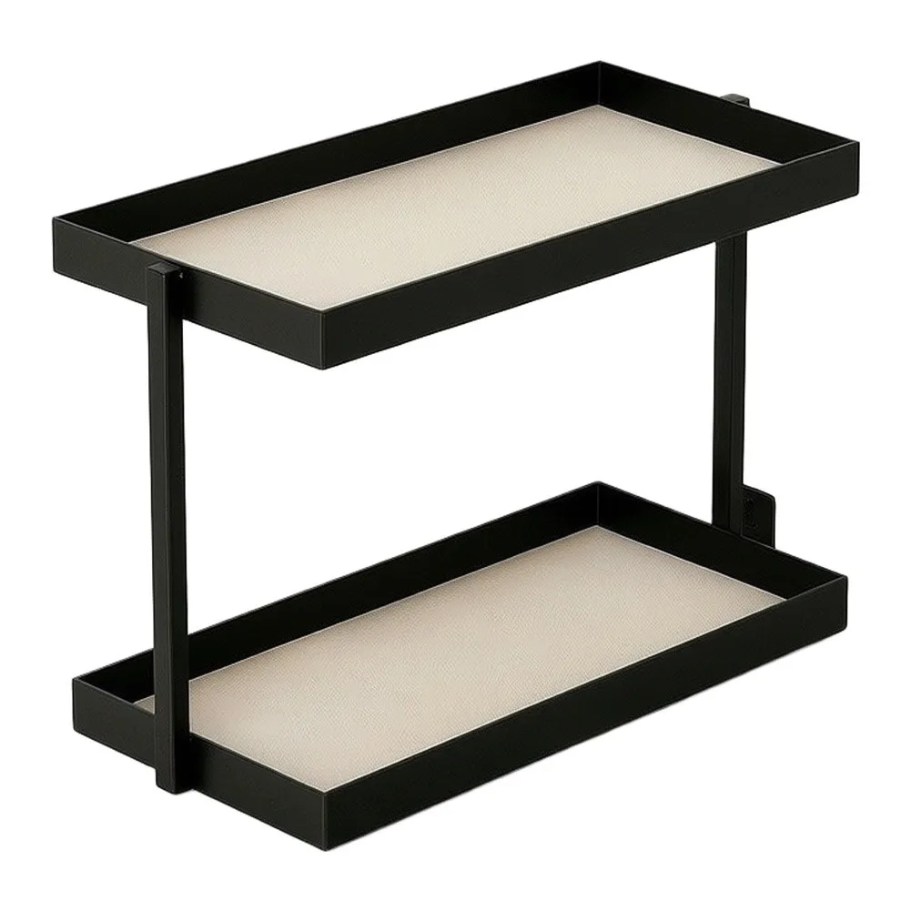For Daily Makeup Routine 2-tier Countertop Organizer for Desktop Storage Stand Two-layer Open Design Sturdy Metal Frame