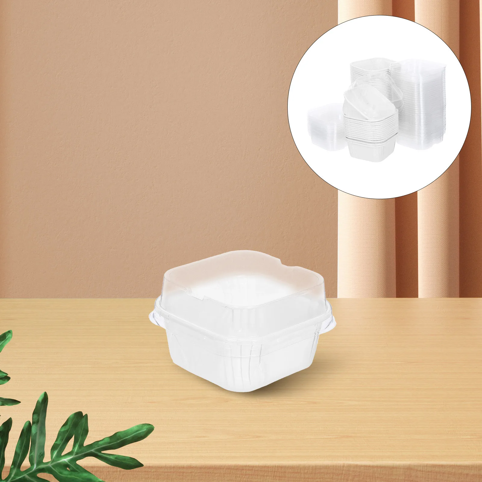 

100pcs Disposable Dessert Cups With Lids Square Baking Containers For Muffins Puddings Mousses Cupcakes Snacks Party Food