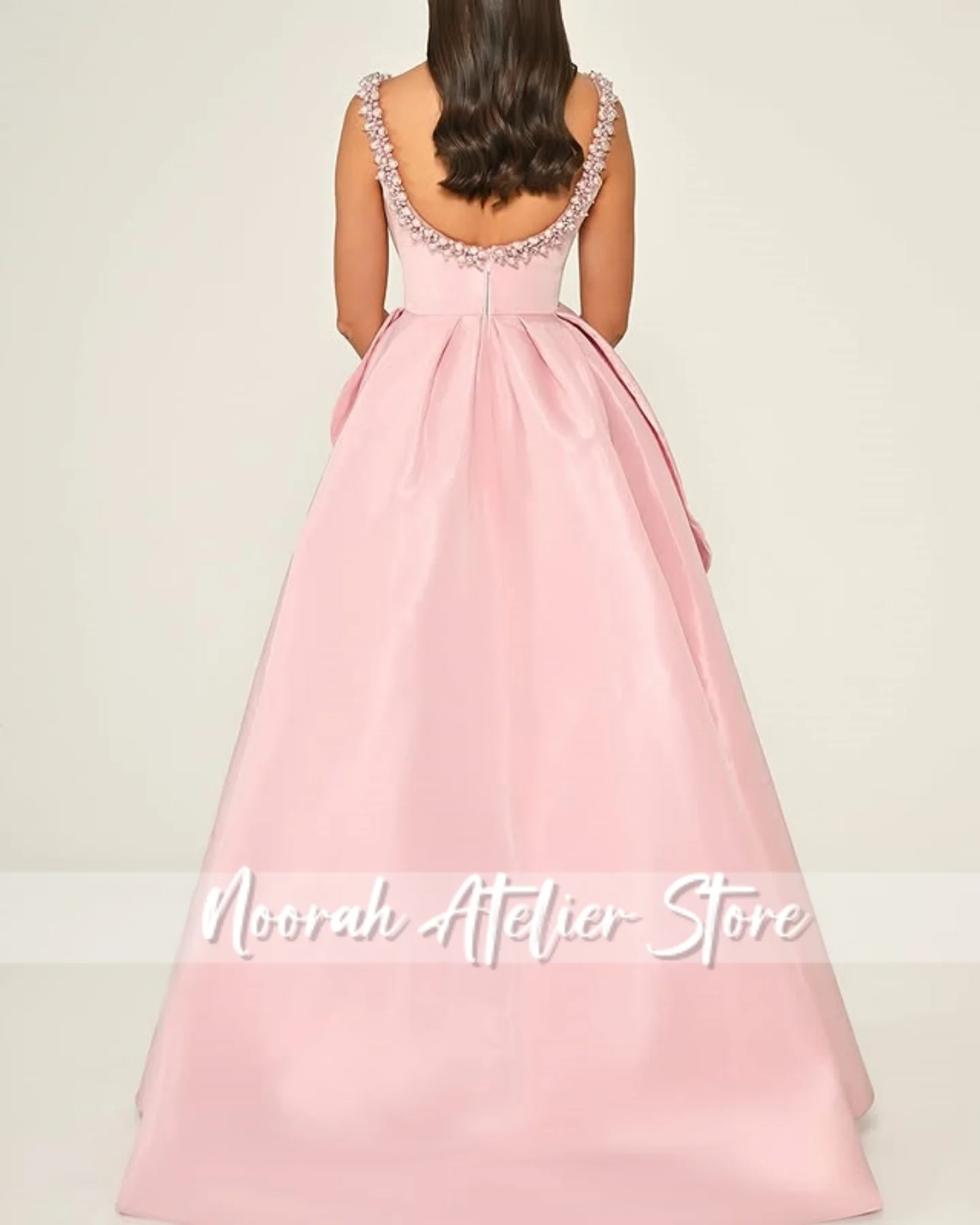 Elegant Pink pearls Pink Halter New Luxury Women's Evening Dresses 2025 Dubai Aline Celebrity Dress Prom Gown Vestido Customized