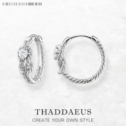 Hoop Earring Rope with Knot Brand New Europe Fine Jewerly For Women Trendy Gift In Pure 925 Sterling Silver