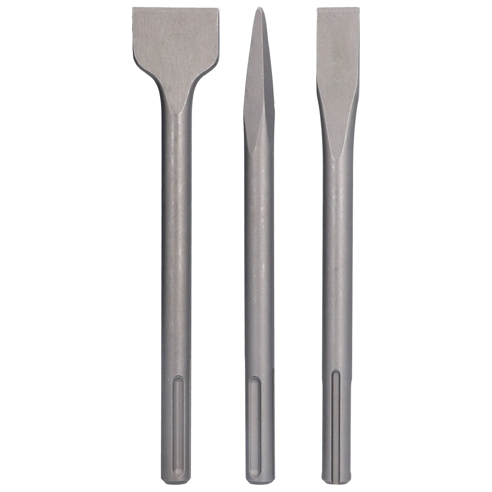 3Pcs Chisel Kit Chisel Carbon Steel Scaling Flat Point Rotating Hammer Drill Bits for Tile Concrete Work Hammer Drill Chisel Set