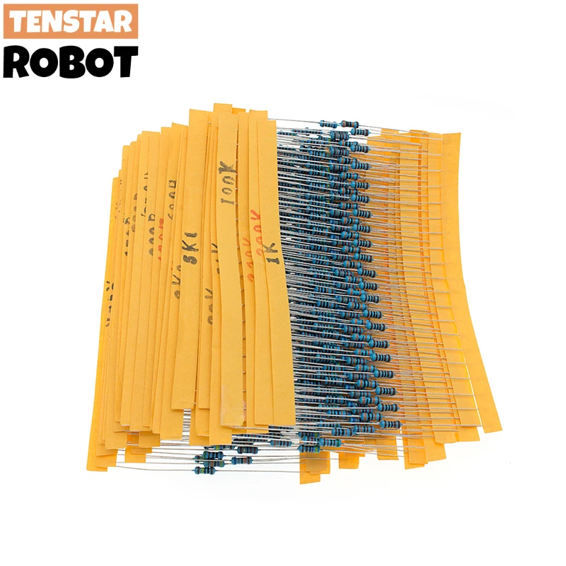 30 Kind 1/4W Resistance 1% Metal Film Resistor Assorted Kit Each 20 Total 600pcs 47Ω/220Ω/1K/10K/47K/68K/100K/220K/1M