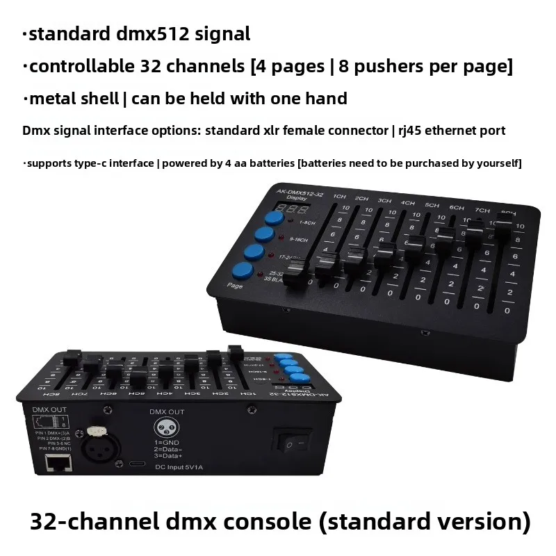 32-Channel DMX-32 mini handheld small console, stage lighting test/debugging/dimming/maintenance controller