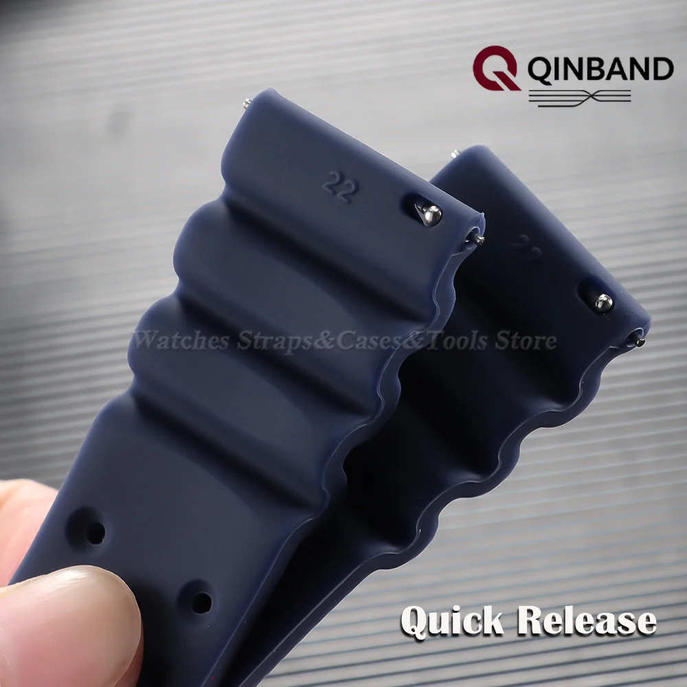 Hochfestes Silikon-Uhrenarmband 20mm22mm für Seiko für Omega für Casio Schnellverschluss-Band Herren Sport Wasserdichtes Gummi-Armband – Detail 6