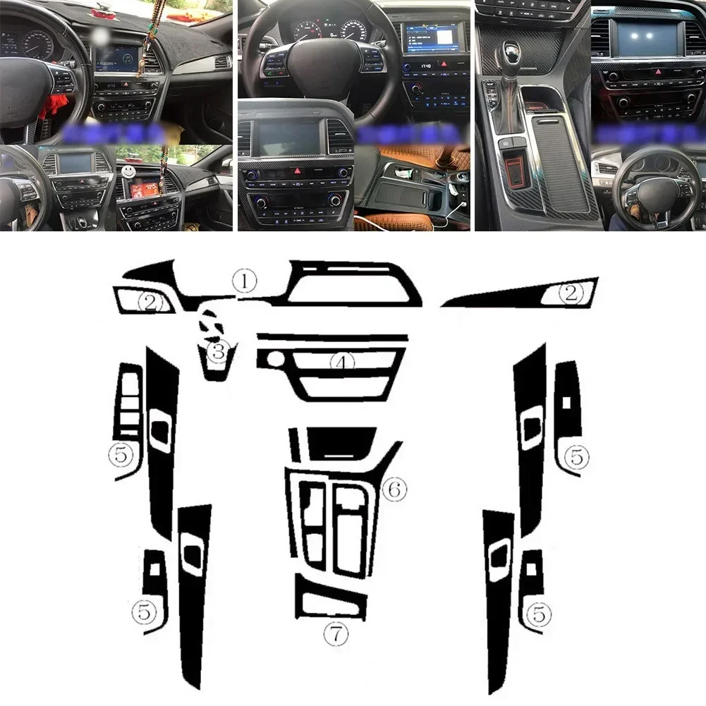 Consola central Interior 3D estilo fibra de carbono pegatinas de moldura calcomanías para Hyundai Sonata 9 2015-2017 tablero de Panel Central