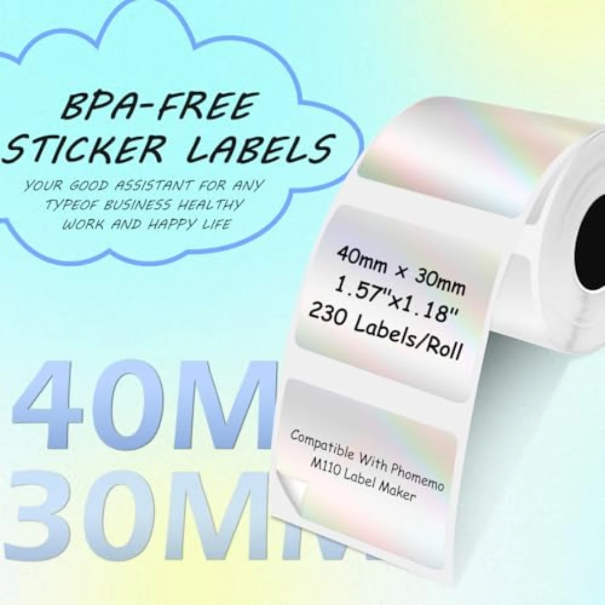 Thermal Labels Compatible with Label Maker M100/M110/M221/M220/M120/M200 Label Printer 1.57"x1.18"(40x30mm),230 Labels/Roll