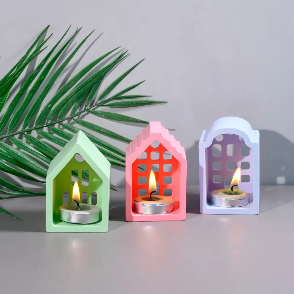 

Four Houses Clay Silicone Molds DIY Home Decoration Aromatherapy House Gypsum Plaster Mould Craft Art Ornament Epoxy Resin Mold