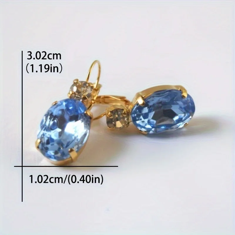 Boucles d'oreilles de luxe géométriques en cristal de zircone cubique bleue pour femmes, nouveaux bijoux de mariage en or exquis à la mode