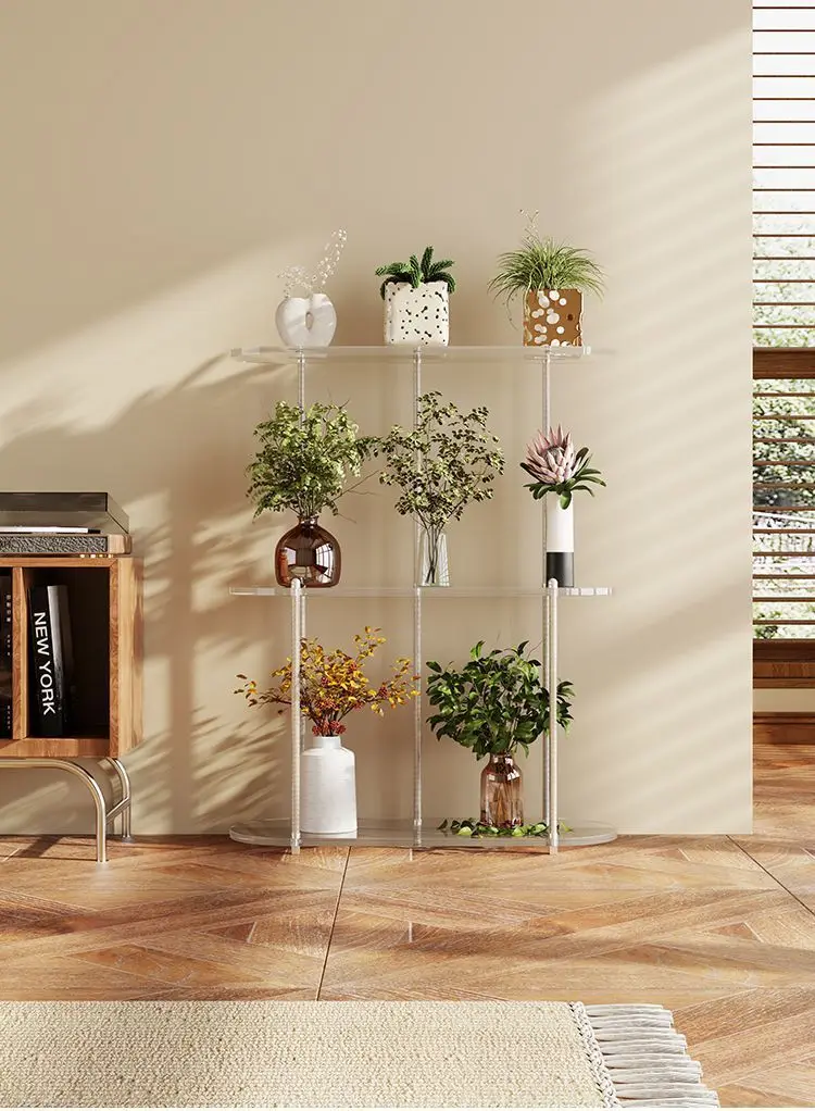 Multi-layer shelves, minimalist small apartment indoor mobile flower shelves