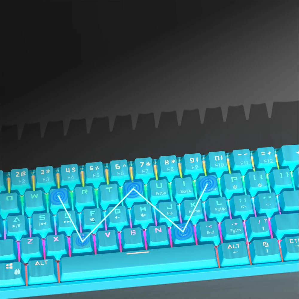 MUCAI MK61 USB 게임 Esports 기계식 키보드 빨간색 스위치 61 키 유선 분리형 케이블 RGB 백라이트 핫 스왑